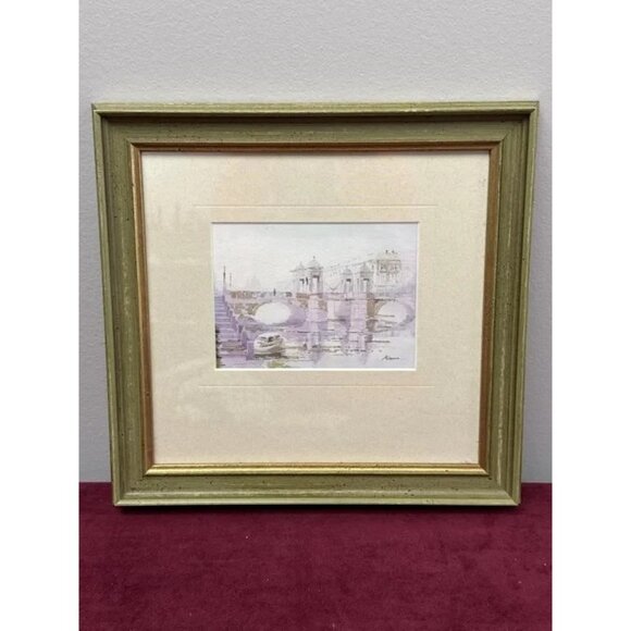 Krylova Zayia Original Watercolor Lomonosov Bridge St. Petersburg Russia - Picture 1 of 3